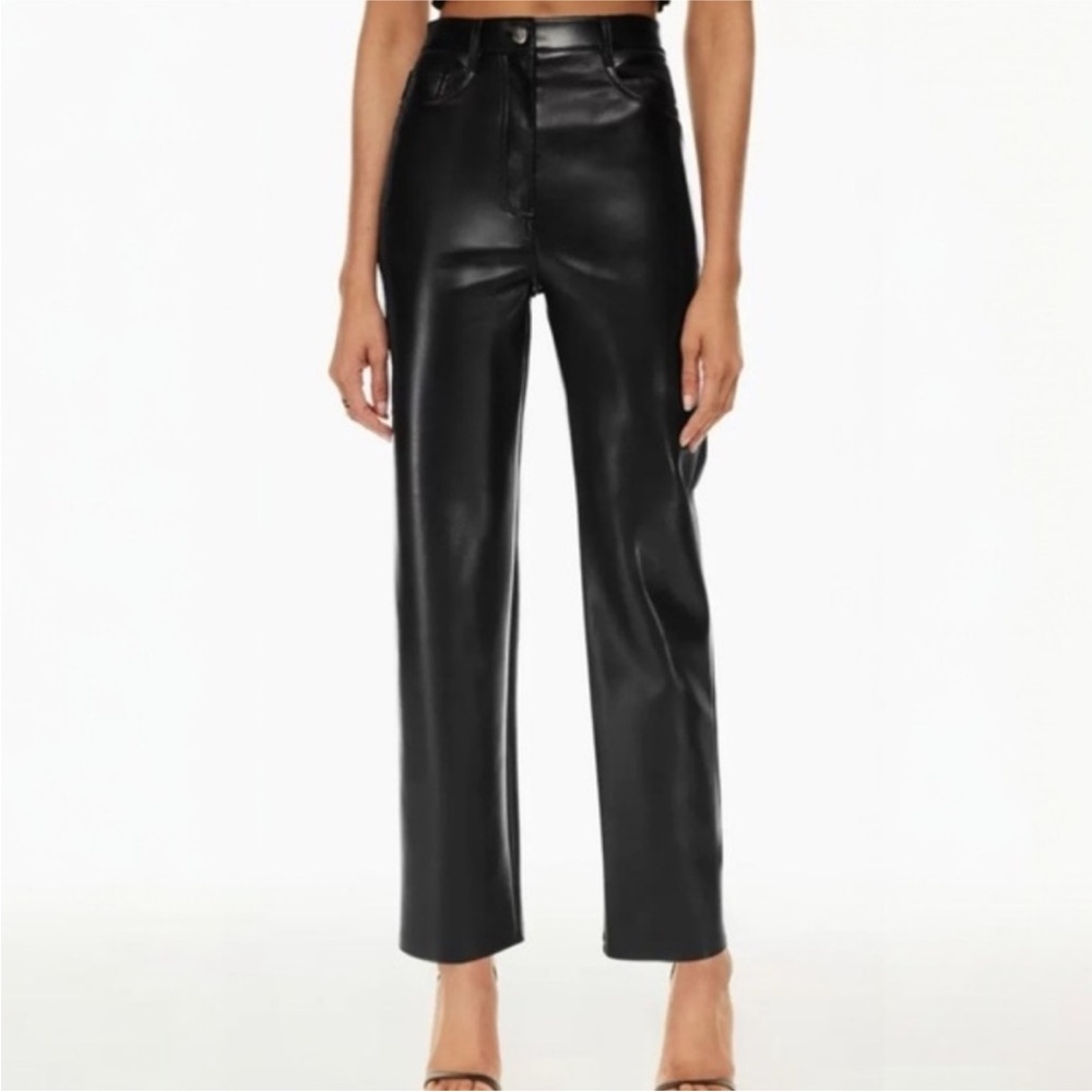 Wilfred Black Faux Leather Straight-Leg Pants